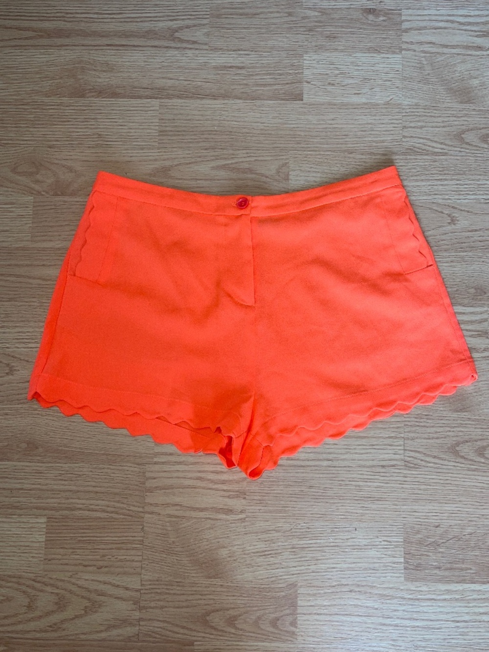 ark & co. Neon Orange Scalloped 2 Inch Inseam Lightweight Shorts Size Small